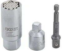 BGS Univerzální nástrčná hlavice se sadou adaptérů, 10 mm (3/8&quot;), 9 – 21 mm, 17dílná