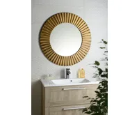 SAPHO PRIDE kulaté zrcadlo v dřevěném rámu ø 90cm, bronz (3)