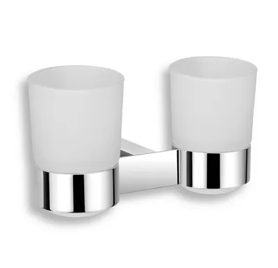 NOVASERVIS Dvojitý držák kartáčků a pasty sklo Titania Kate chrom - 66557,0