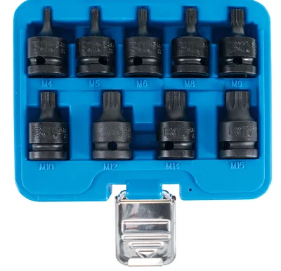 BGS Hlavice nástrčné silové, 12,5 mm (1/2"), vnitřní tisícihran (pro XZN) M4 - M16, 9dílná