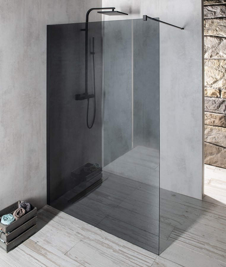 GELCO VARIO BLACK jednodílná sprchová zástěna k instalaci ke stěně, kouřové sklo, 700 mm