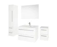 Koupelnová skříňka, závěsná bez nožiček, levá, bílá/bílá (6)