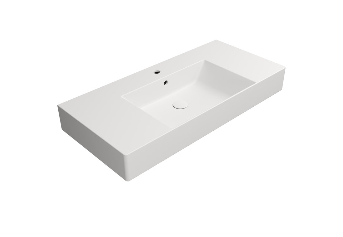 Gsi kube x keramické umyvadlo 100x47cm, s odkládacími plochami, broušená spodní hrana, bílá mat