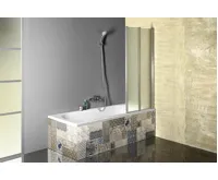 AQUALINE VANDA vanová zástěna skládací 1000x1400 mm, chrom, sklo matné (4)