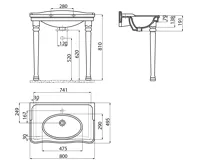 CREAVIT ANTIK keramické umyvadlo 80x50cm, bílá (8)