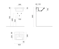 GSI NORM keramické umývátko 42x34cm, bez otvoru, bílá ExtraGlaze (4)