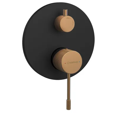 SAPHO SOLARIS podomítková sprchová baterie, 2 výstupy, černá/měď mat