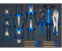 BGS Vložka do dílenského vozíku 3/3: sada kladiv, kleští a vyrážečů závlaček, 17dílná