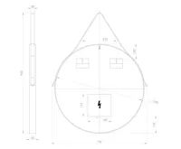 SAPHO ORBITER kulaté zrcadlo s LED osvětlením ø 70cm, kožený pásek, černá mat (10)