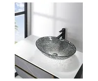 SAPHO PURUS skleněné gravírované umyvadlo na desku, 50x36cm, černá (1)