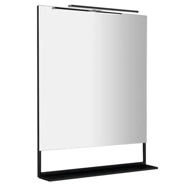 SAPHO ERUPTA zrcadlo s poličkou a LED osvětlením 80x95x12cm, černá mat