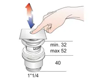 OMP TEA Umyvadlová výpust 5/4“, click-clack, hranatá zátka, 32-52mm, chrom (3)