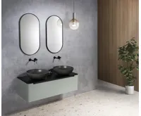 SAPHO TURF betonové umyvadlo na desku, včetně výpusti, Ø 44cm, černý granit (3)