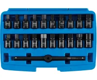 BGS Hlavice zástrčné 3/8&quot; na olejové vany, tvrzené, sada 21 dílů