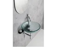 SAPHO RIPPLE skleněné umyvadlo na desku Ø 42cm, čirá s motivem (3)