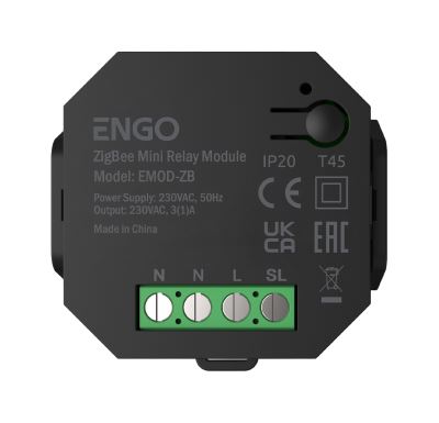 ENGO Controls Mini spínací modul s funkcí opakovače EMOD-ZB, 230 V, černý, ENGO Smart, TUYA