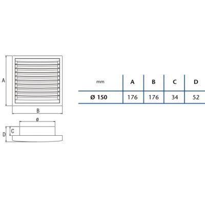 CATA Venkovní mřížka k ventilátoru B-15 - trvale otevřena