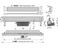ALCAPLAST Sprchový odtokový systém pro zabudování do stěny, kryt pro vložení obkladu, délka 950 mm APZ5-TWIN-950 (1)