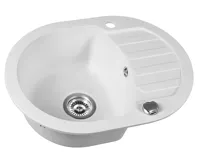 SAPHO Granitový vestavný dřez s odkapem, 61x46,5cm, bílá (4)