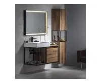 SAPHO SKARA skříňka 35x171x32cm, 2x dvířka, levá/pravá, černá mat/dub Collingwood (1)