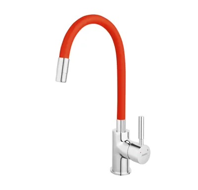 NOVASERVIS Dřezová baterie s flexi ramenem, červená-chrom, 70710,0CV