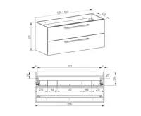 Koupelnová skříňka s keramickým dvoumyvadlem 120 cm,  bílá/dub (1)