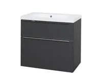 Mailo, koupelnová skříňka, umyvadlo z litého mramoru, antracit, 2 zásuvky,  810x700x480 mm