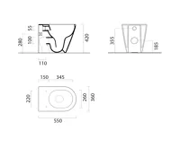 GSI KUBE X WC mísa stojící, Swirlflush, 36x55cm, spodní/zadní odpad, černá dual-mat (4)