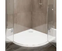 Čtvrtkruhová sprchová vanička s oblým krytem sifonu, 80x80x3 cm, vč. sif.,bez nožiček, litý mramor (5)
