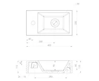 SAPHO AMAROK umývátko, litý mramor, 40x22cm, baterie vlevo, bílá (7)