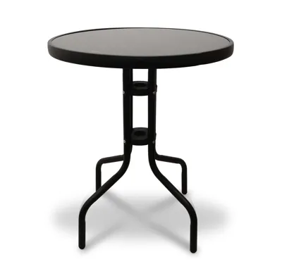 Stolek LUGO kovový se skleněnou deskou průměr 60 cm antracit IWH-10120001
