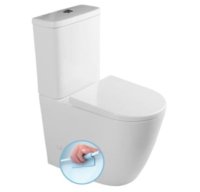 SAPHO TURKU WC kombi, zvýšený sedák, Rimless, spodní/zadní odpad, bílá