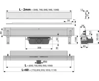 ALCAPLAST Odtokový systém pro zabudování do stěny, kryt nerez-lesk, osvětlení bílá APZ5-EDEN+AEZ120-650 (1)
