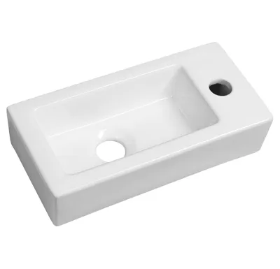 SAPHO ZOE keramické umývátko 37x18cm, otvor pro baterii vpravo, bílá