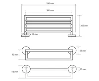 SAPHO X-ROUND BLACK polička na ručníky s hrazdou 500mm, černá mat (2)