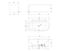 AQUALINE TIBERA L rohová stojící vana, 170x80cm, bílá (9)