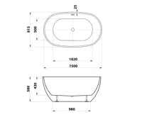 AQUALINE DOURO volně stojící vana, 150x82cm, bílá (8)