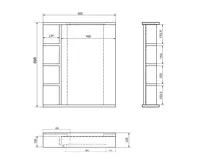 AQUALINE KORIN STRIP zrcadlo s LED osvětlením a policemi 60x70x12cm (4)