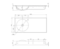 SAPHO JUNO umyvadlo, litý mramor, 100x47cm, levé, bílá (6)