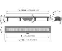 ALCAPLAST Sprchový liniový žlab plastový, s okrajem a perforovaným roštem, délka 550 mm APZ10-550M (1)