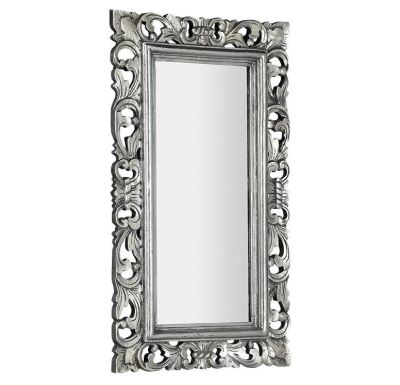 SAPHO SAMBLUNG zrcadlo ve vyřezávaném rámu 40x70cm, stříbrná