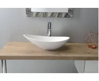 SAPHO ROSSETA umyvadlo na desku, litý mramor, 56,4x32,3cm, bílá (3)