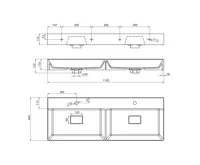 SAPHO GODIVA dvojumyvadlo, litý mramor, 119x44cm, bílá (12)