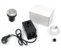 Externí pneumatický spínač komplet - el. krabice, hadička, tlačítko kulaté  Matný nerez (8)