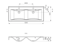 SAPHO FLAVIA dvojumyvadlo, litý mramor, 120x50cm, bílá (5)
