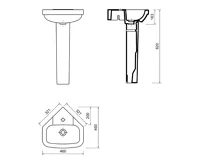 CREAVIT VITROYA keramické umyvadlo rohové 46x46cm, bílá (4)