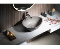 SAPHO PUNC betonové umyvadlo na desku, včetně výpusti, 53x39cm, černý granit (5)