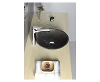 SAPHO BLOK 1 kamenné umyvadlo na desku Ø 40cm, matný tmavý kámen (1)