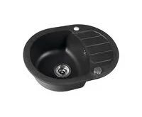 SAPHO Granitový vestavný dřez s odkapem, 61x46,5cm, černá (1)