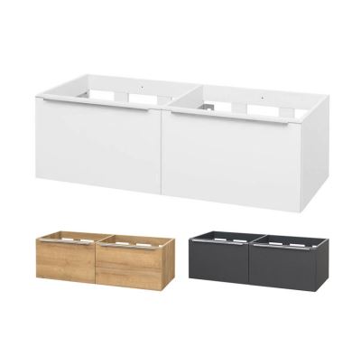 Mailo, koupelnová skříňka, bílá, 2 zásuvky, 1210x700x480 mm